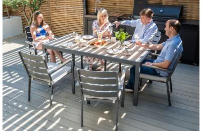  Vancouver 6 Seat Aluminium Rectangular Dining Set - Dove Grey