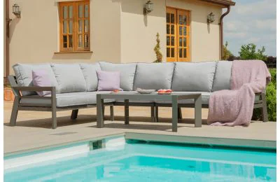 Maze New York Aluminium Garden Corner Sofa Set - Dove Grey