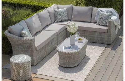 Maze - Oxford Large Rattan Corner Sofa Set - Ceramic Glass