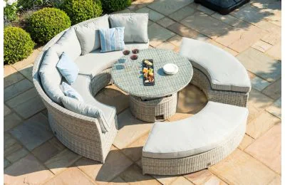 Maze Rattan Oxford Lifestyle Suite Garden Sofa Set with Rising Table & Daybed 