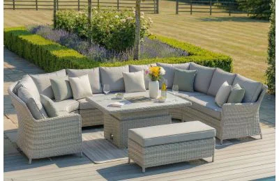 Maze Rattan Oxford Royal U-Shaped Sofa Set With  Ice Bucket Rising Table 