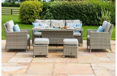 Maze Rattan Oxford Casual Sofa Dining Set with Ice Bucket And Rising Table - - 3 Seater Sofa 