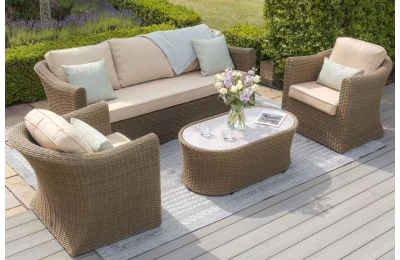 Maze - Winchester 3 Seat Deluxe Garden Sofa Set  - Ceramic Glass