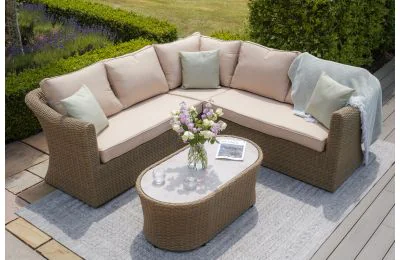 Maze - Winchester Small Deluxe Corner Sofa Set - Ceramic Glass