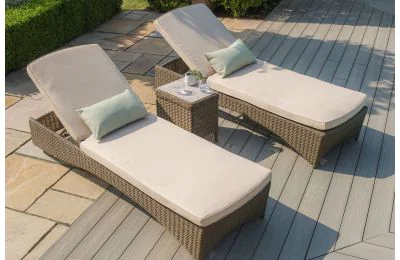 Maze Rattan  Winchester Sun Lounger set With Side Table 