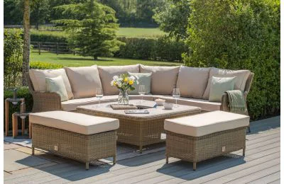 Maze - Winchester Royal Corner Dining Set with Square Rising Table - Ceramic Glass