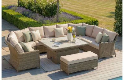 Maze Rattan - Winchester Royal U-Shaped Sofa Set - With Ice Bucket Rising Table